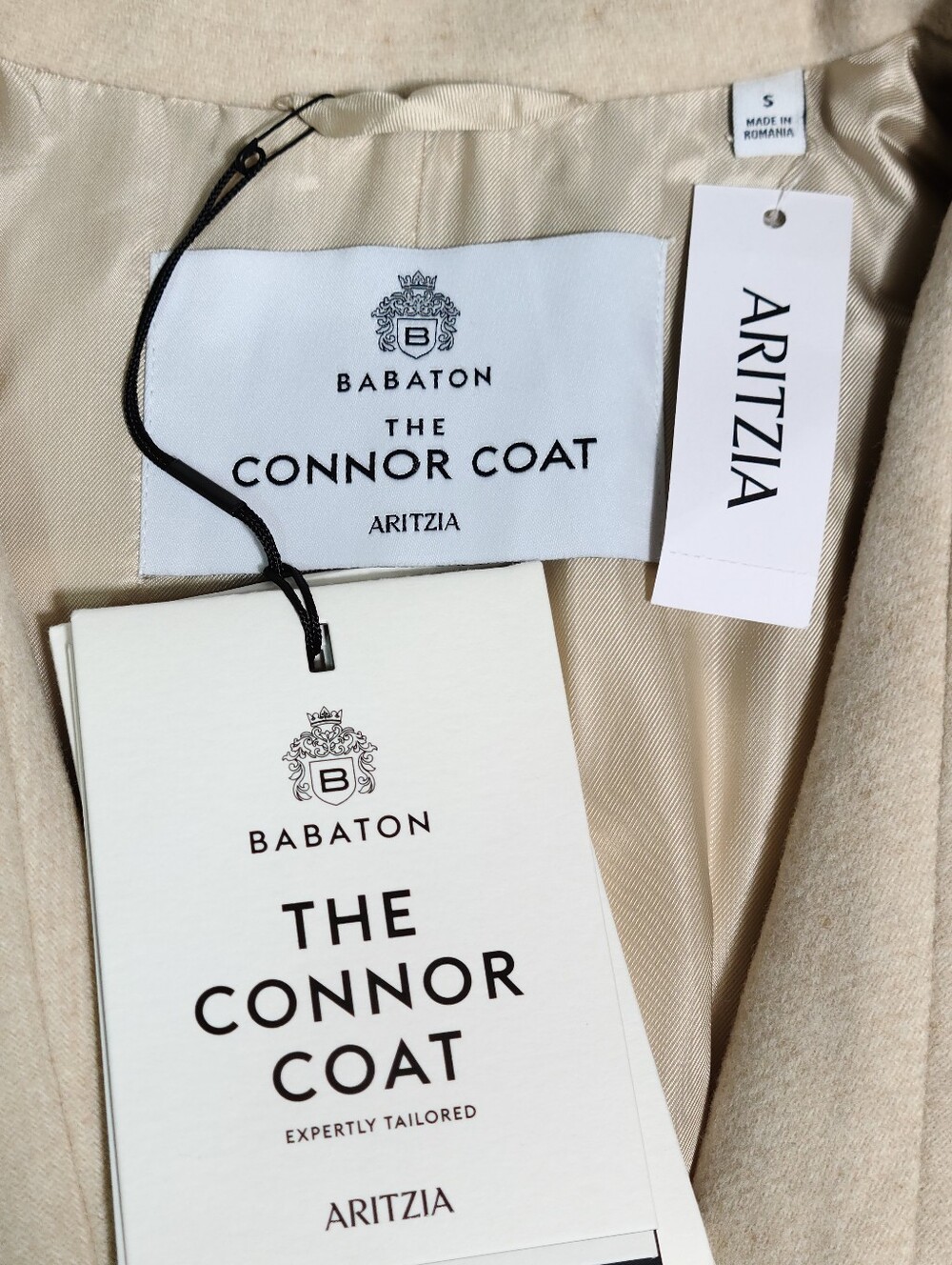 Aritzia The Connor Mid Coat Soft Wool Cashmere Cream Beige Women Small NEW - Picture 4 of 6